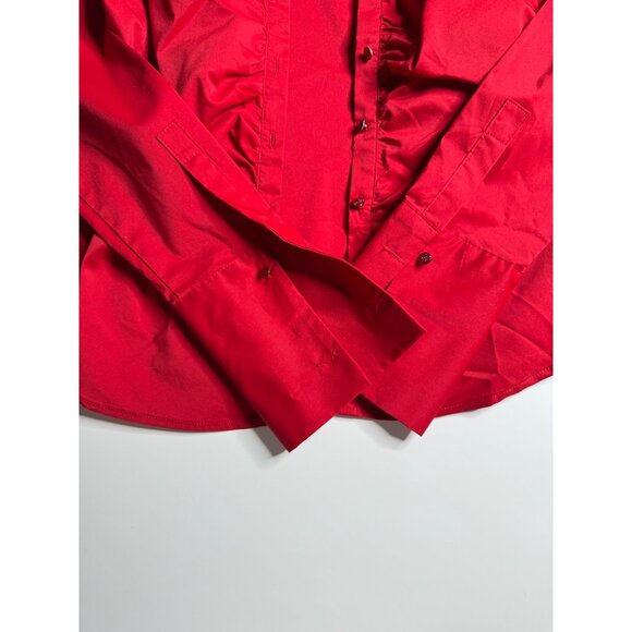 7th Avenue Design Studio New York & Company Red Button-Up Shirt With Ruched Fron - Picture 3 of 7